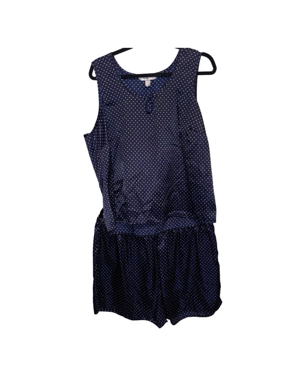 Navy Blue Polka Dot Satin Pajama Set By Cacique Size 18/20